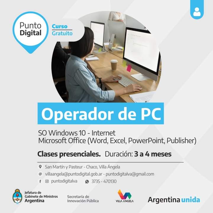 VILLA ANGELA: EL PUNTO DIGITAL ABRIÓ LAS INSCRIPCIONES 2022 PARA LOS CURSOS GRATUITOS