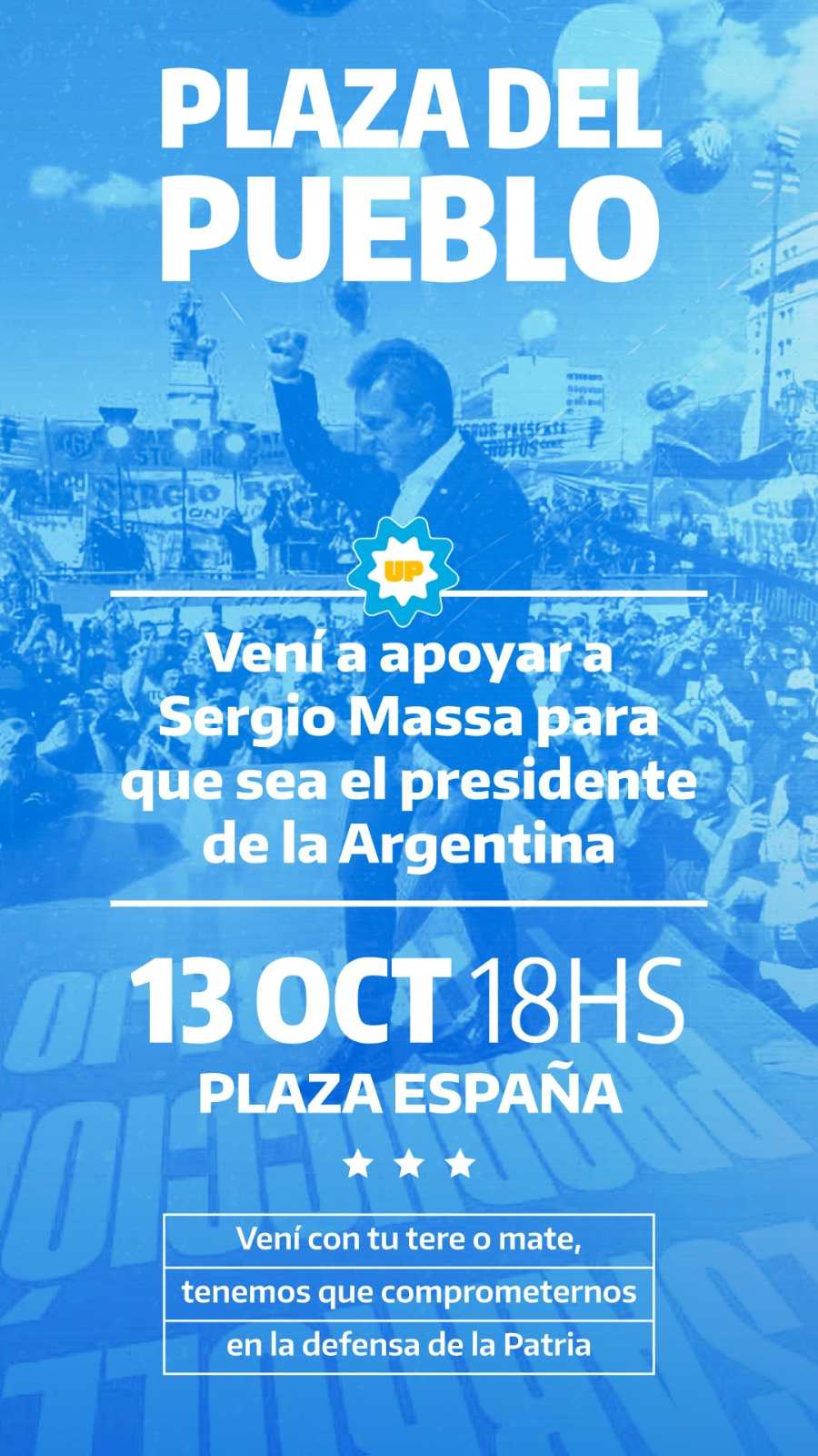ESTE VIERNES 13, A LAS 18 “Massa Presidente”, convocatoria ciudadana en apoyo al candidato de “Unión por la Patria”