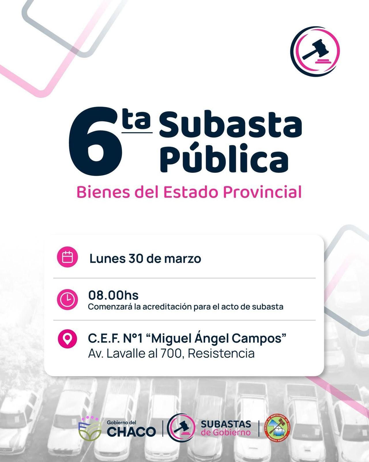 *SUBASTA P&Uacute;BLICA: ESTE JUEVES,  INICIA LA EXHIBICI&Oacute;N PREVIA DE LOS VEH&Iacute;CULOS